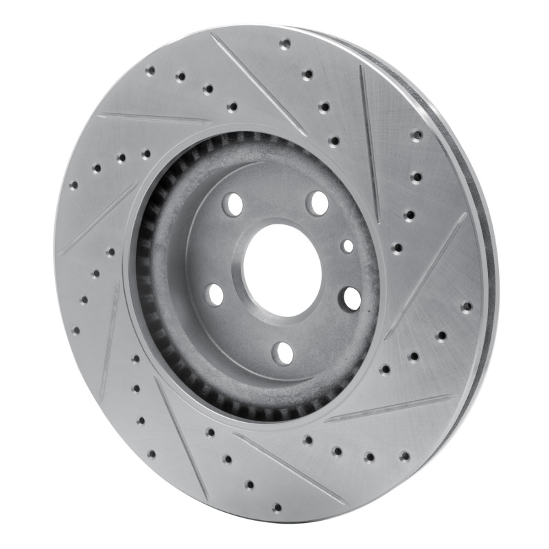 Cadillac CTS Brake Rotor (1) - Front Left - R1 Concepts - Drilled & Slotted - Silver - `08-`17